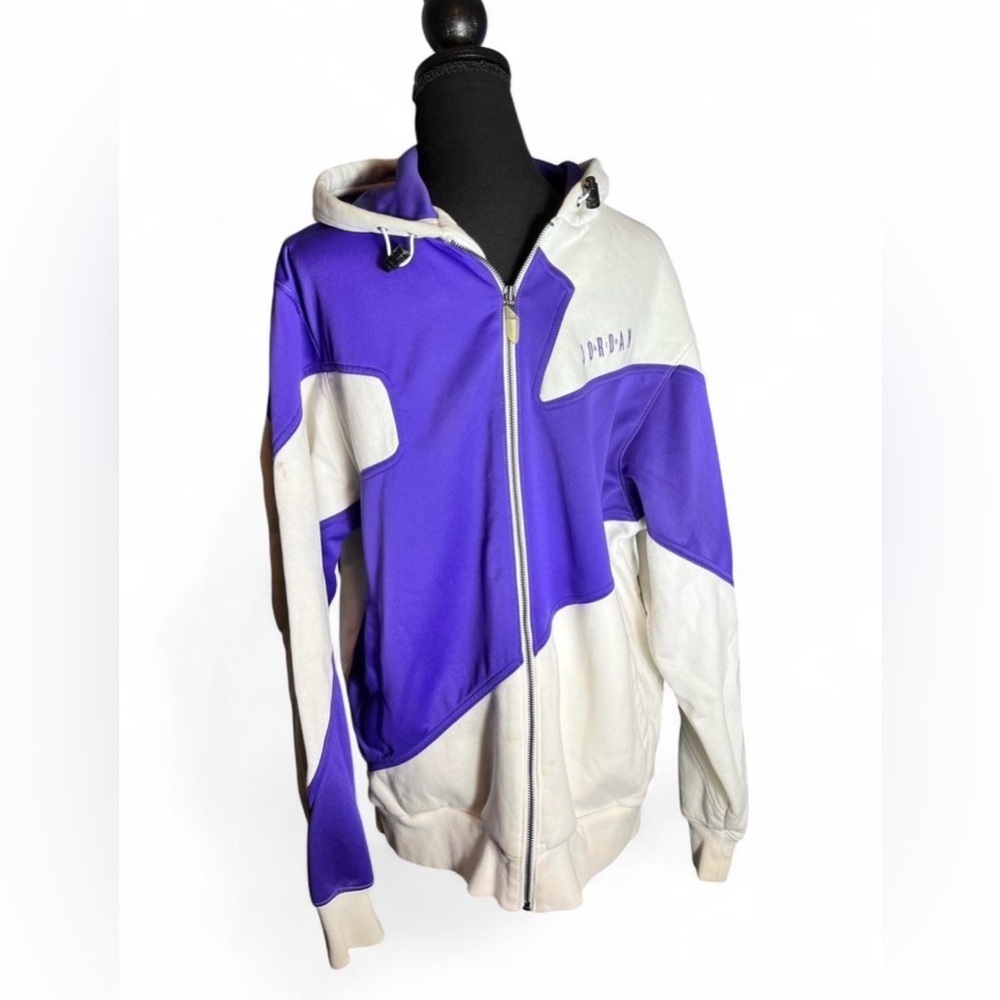 Jordan Men's Retro Y2K Zip-Up Hoodie Colorblock Purple & White Streetwear Size L